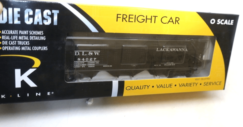 K - line Die - Cast D&LW (Lackawanna) 84027 4 - Bay Hopper Car w/Load K623 - 1472 New - WISE GUYS HOBBIES LLC