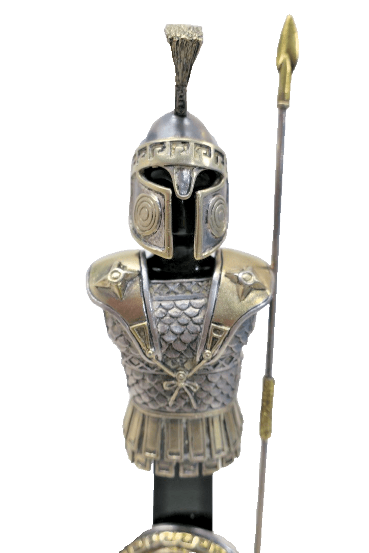 FRANKLIN MINT THE GREEK SPARTAN 480 BC 24k Gold Pewter Warrior 8" - WISE GUYS HOBBIES LLC