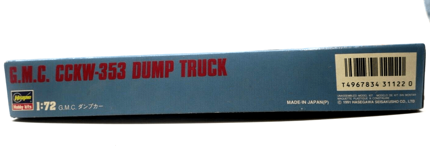 Hasegawa 1/72 GMC CCKW-353 Dump Truck MT22-500 31122 Model Kit - WISE GUYS HOBBIES LLC