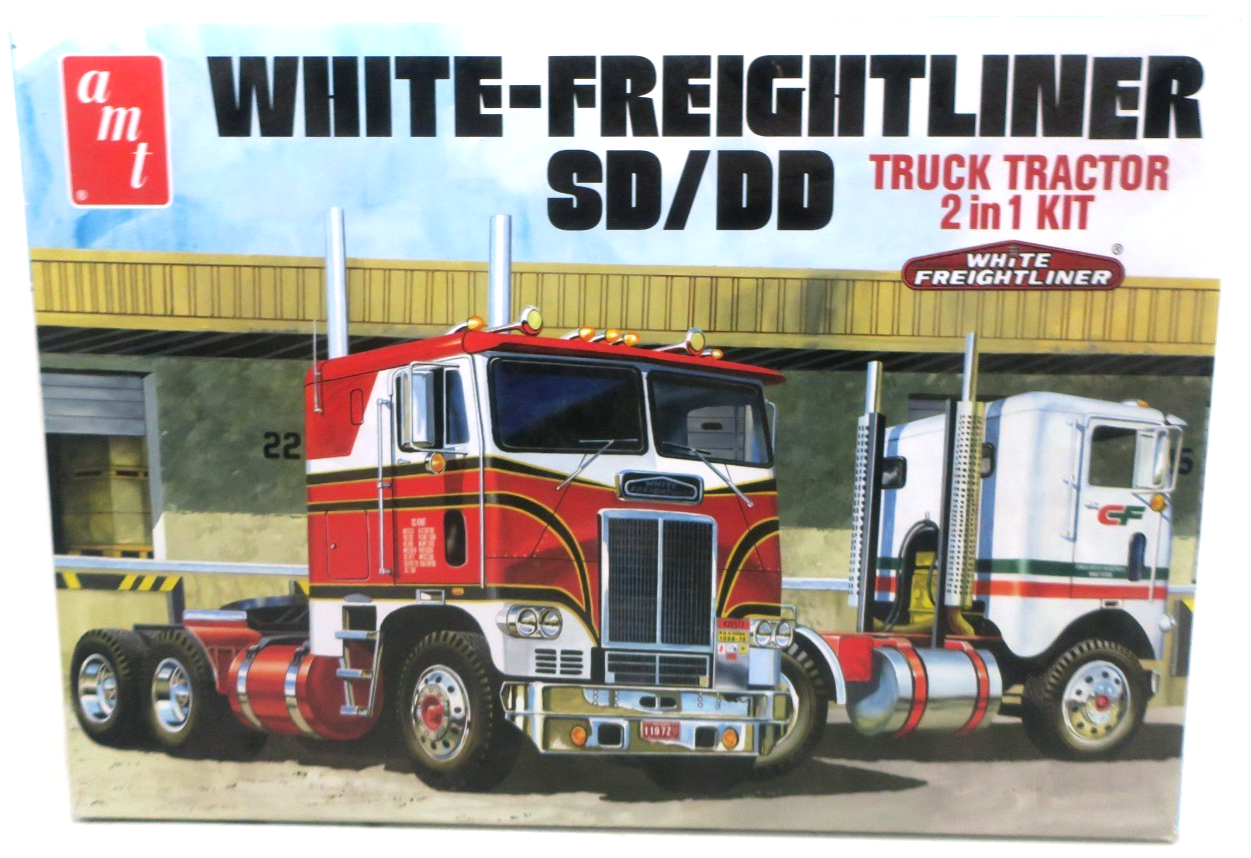 AMT 1/25 White-Freightliner SD/DD Truck Tractor 2 in 1 Model Kit AMT1046 - WISE GUYS HOBBIES LLC