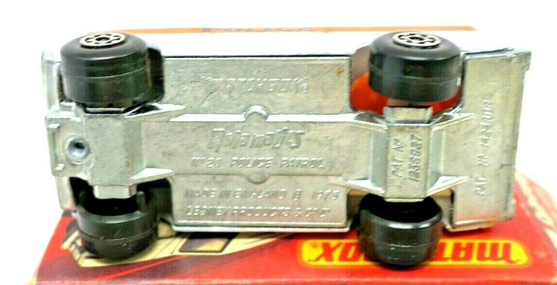 Vintage Lesney Matchbox 1975 Police Patrol Car No 20 Rolamatics Diecast boxed - WISE GUYS HOBBIES LLC