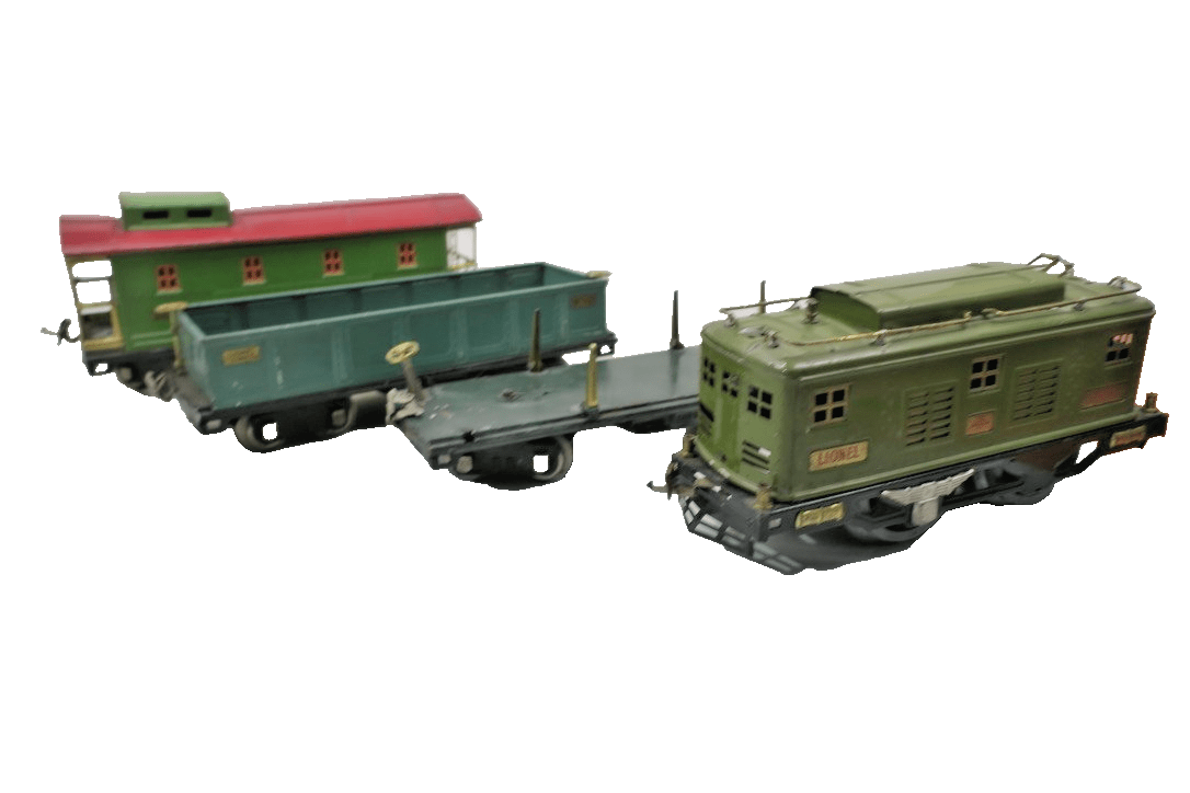 LIONEL PREWAR STANDARD GAUGE 8E OLIVE GREEN SET 353 FREIGHT SET - WISE GUYS HOBBIES LLC