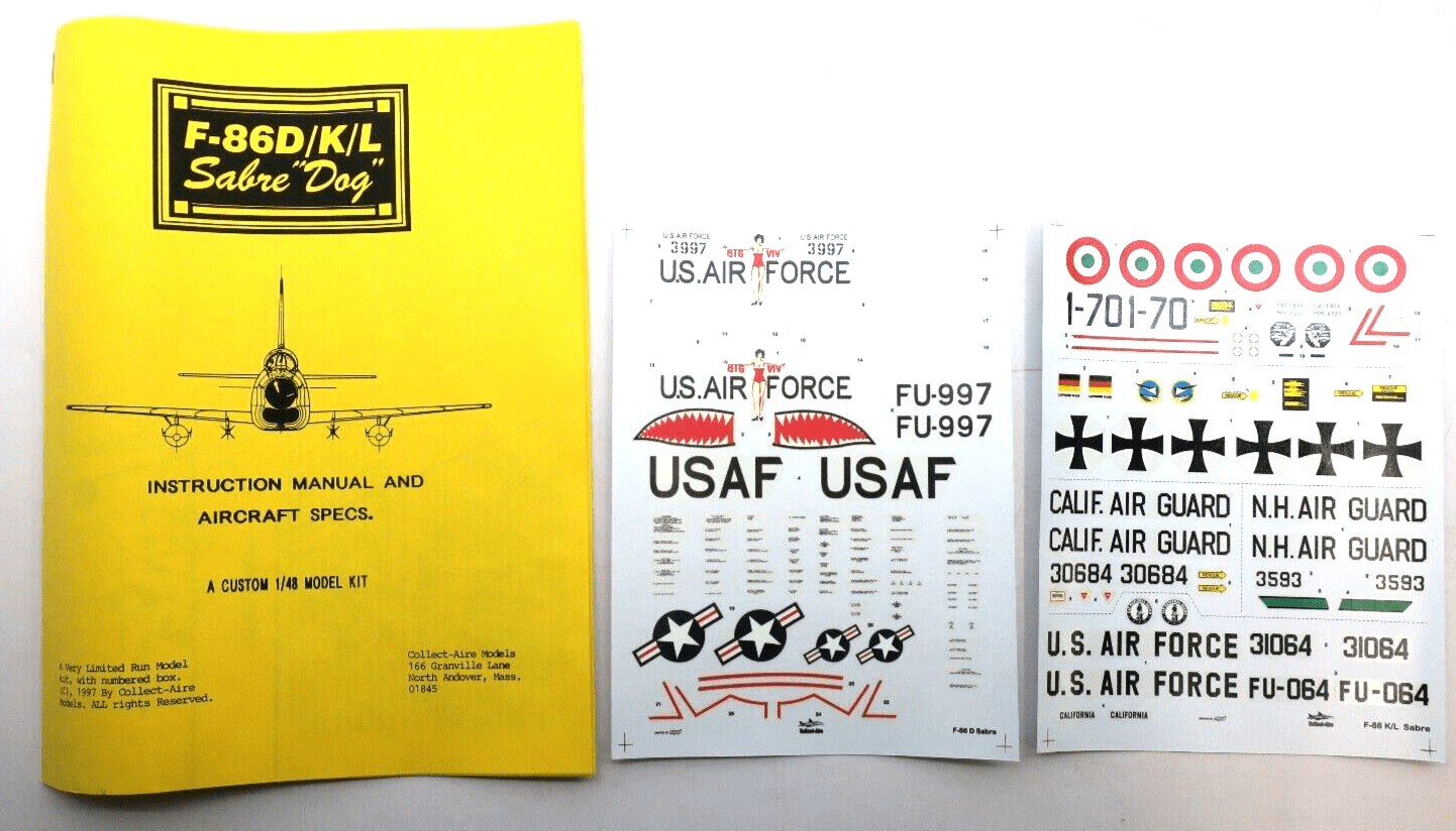 RARE Collect-Aire 1/48 F-86D/K/L Sabre Dog Model Kit No. 4846 - WISE GUYS HOBBIES LLC