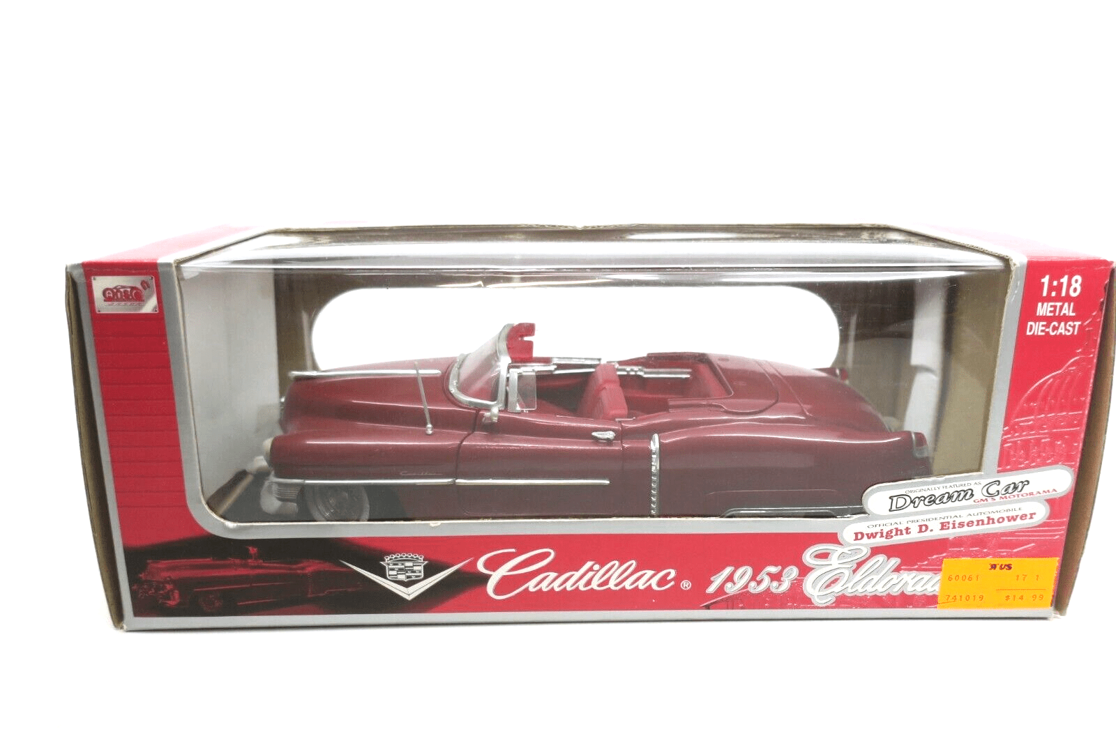 Anson - 1953 Cadillac Eldorado Convertible Red - 1:18 Diecast - WISE GUYS HOBBIES LLC