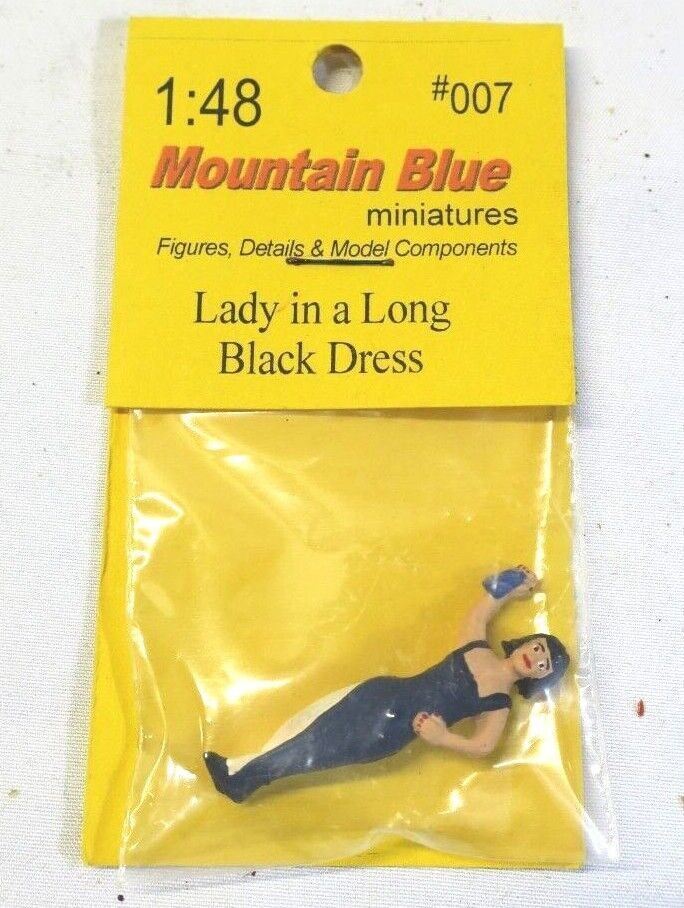 Mountain blue miniatures Lady in Long Black Dress (painted) 007 1/48 - WISE GUYS HOBBIES LLC