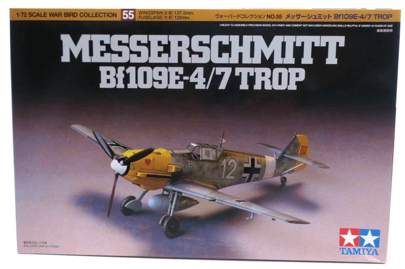 Tamiya 1/72 Messerschmitt BF109 E - 4/7 Trop Model Kit 55 - WISE GUYS HOBBIES LLC