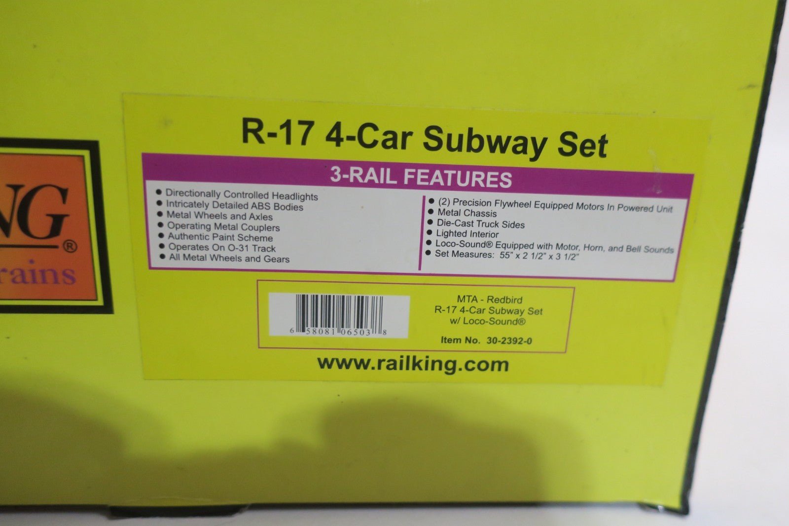 MTH MTA - Redbird R - 17 4 - Car Subway Set with Loco - Sound 30 - 2392 - 0 - WISE GUYS HOBBIES LLC