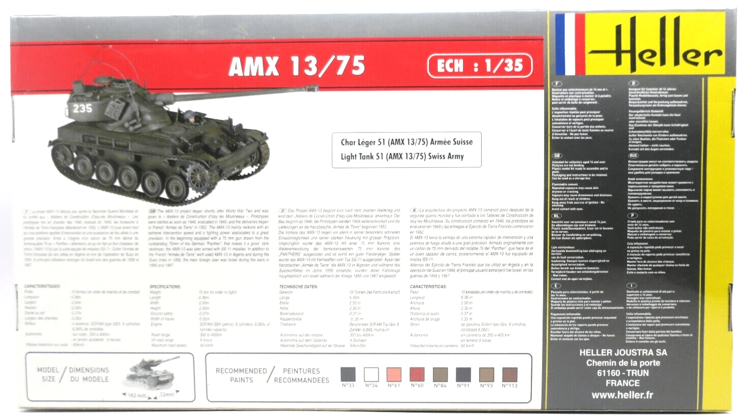 Heller 1/35 AMX 13/75 French Light Tank Model Kit 81122 - WISE GUYS HOBBIES LLC