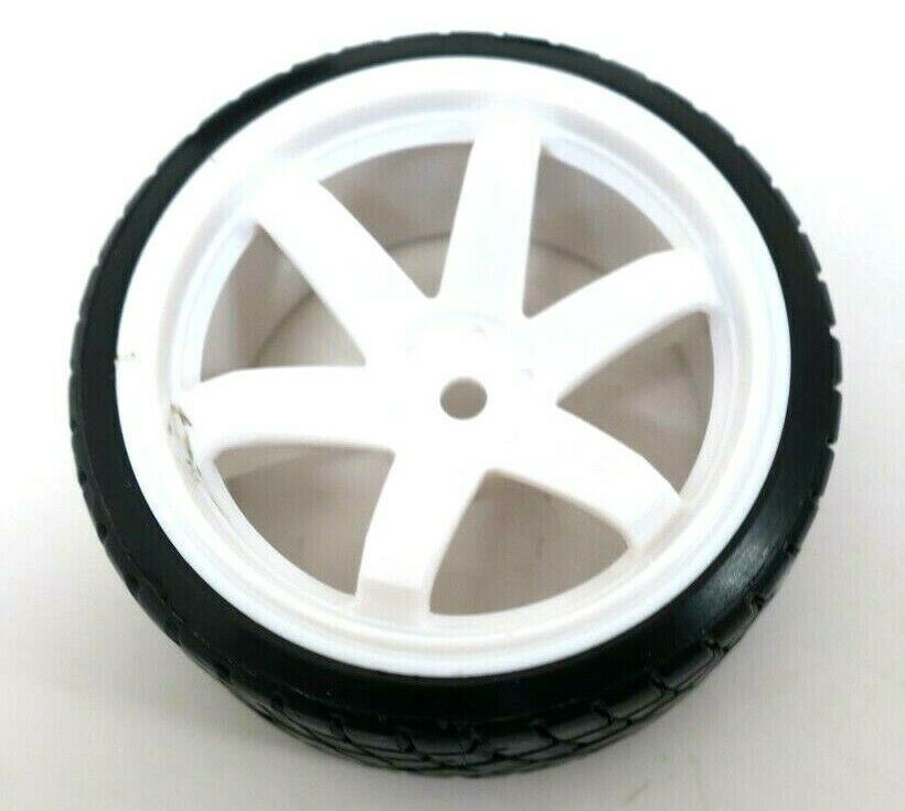 1/10 Scale On-Road 6 Spoke White Rims V-Tread Hard Compound Drift Tires Wheels - WISE GUYS HOBBIES LLC