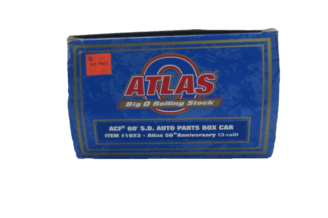 Atlas O Gauge 60' ACF S.D.Auto parts boxcar 1023NIB 3 Rail Atlas50TH anniversay - WISE GUYS HOBBIES LLC