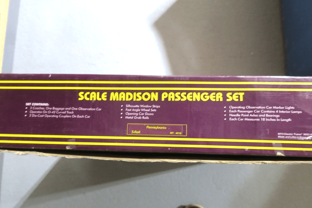 LIONEL MTH MT - 4018 O GAUGE Pennsylvania Madison Passenger Car Set 18 INCHES - WISE GUYS HOBBIES LLC