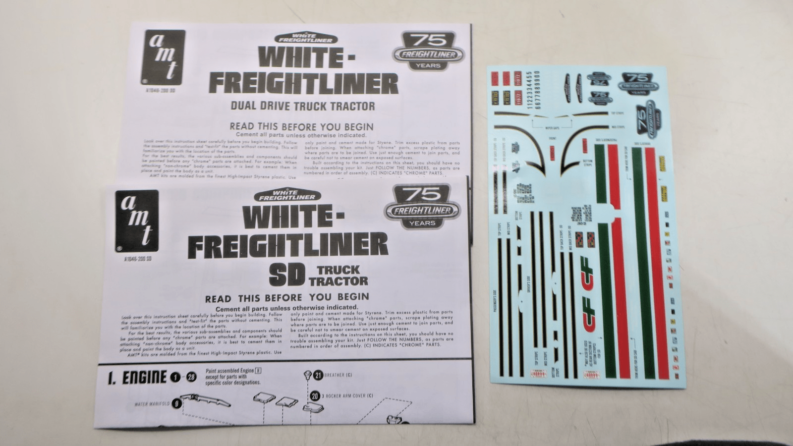 AMT 1/25 White-Freightliner SD/DD Truck Tractor 2 in 1 Model Kit AMT1046 - WISE GUYS HOBBIES LLC