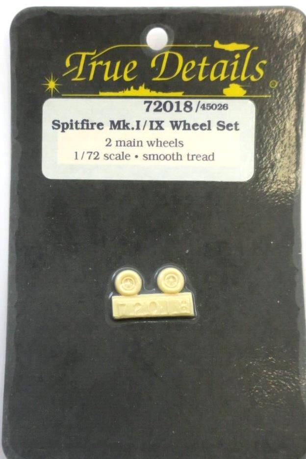 True Details 72018 1/72 Spitfire Mk. I/IX Wheel Set 2 Main Wheels Smooth Tread - WISE GUYS HOBBIES LLC