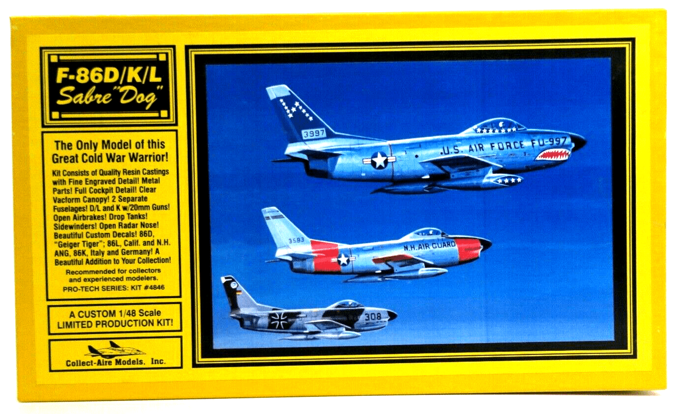 RARE Collect-Aire 1/48 F-86D/K/L Sabre Dog Model Kit No. 4846 - WISE GUYS HOBBIES LLC