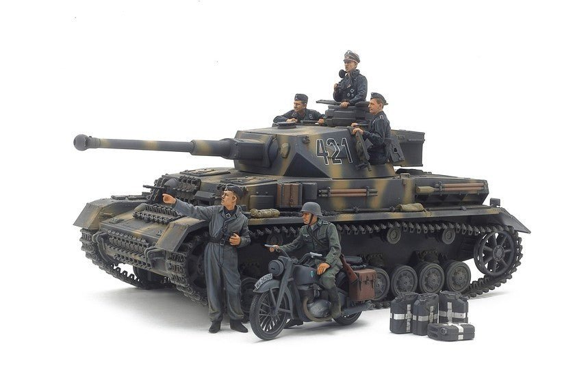 Tamiya 1/35 Panzerkampfwagen IV Ausf G Early & Motorcycle Model Kit 25209 - WISE GUYS HOBBIES LLC
