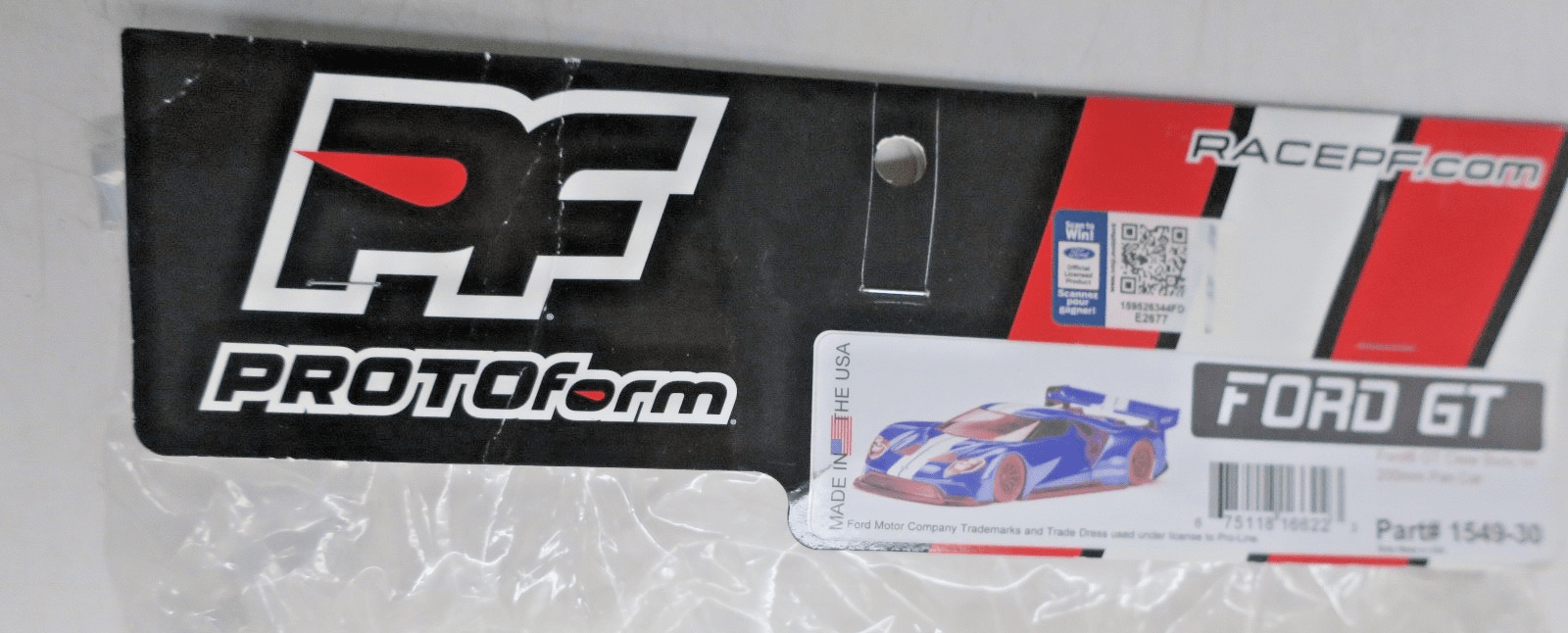 PROTOform 1549-30 Ford GT Pan Car Clear Body SEALED - WISE GUYS HOBBIES LLC