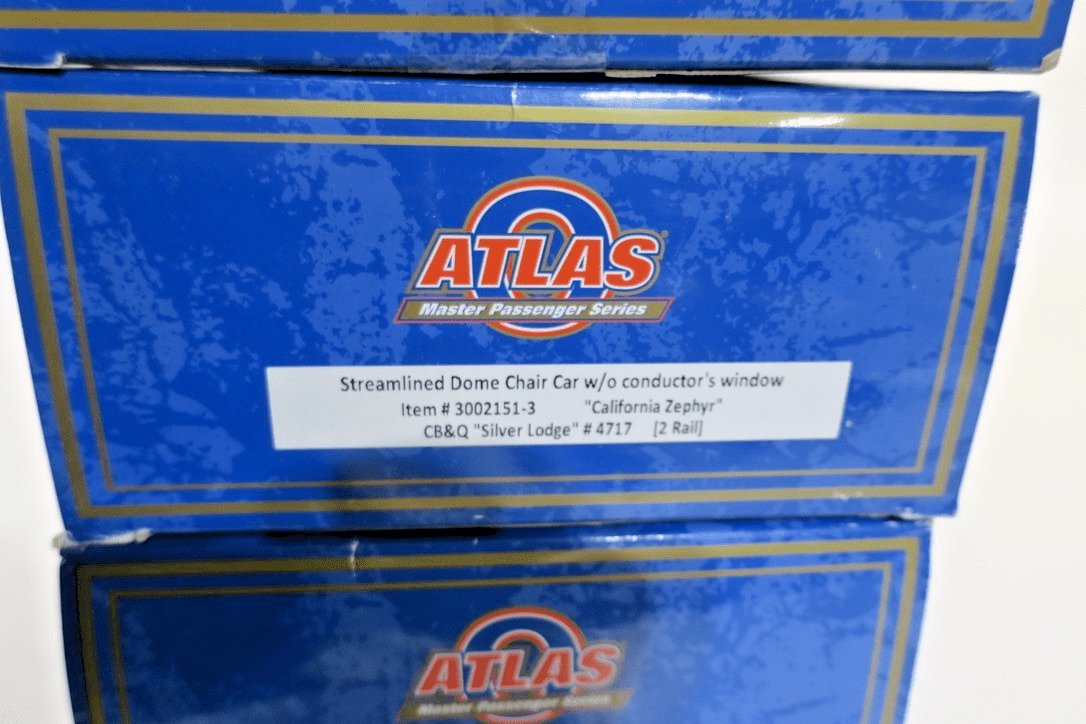 Atlas O Scale "California Zephyr" CB&Q 4 Car Dome Set 2 Rail - WISE GUYS HOBBIES LLC