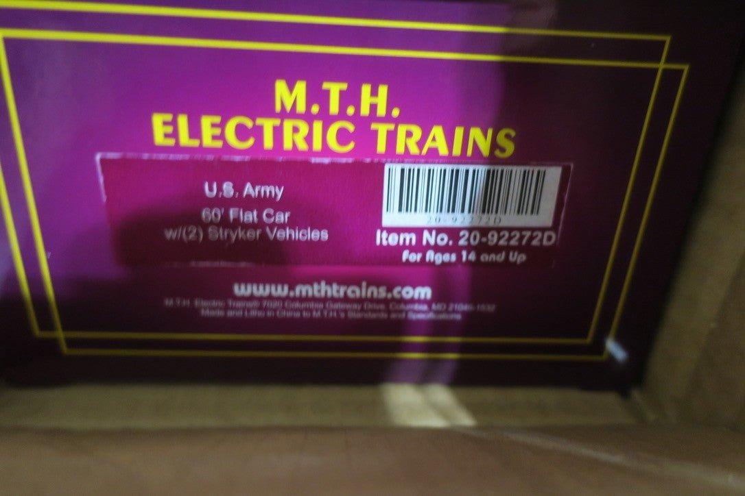 MTH 20 - 92272 U.S. Army 4 - Car Set 60' Flat Car Set w/(2) Stryker Vehicles NEW - WISE GUYS HOBBIES LLC