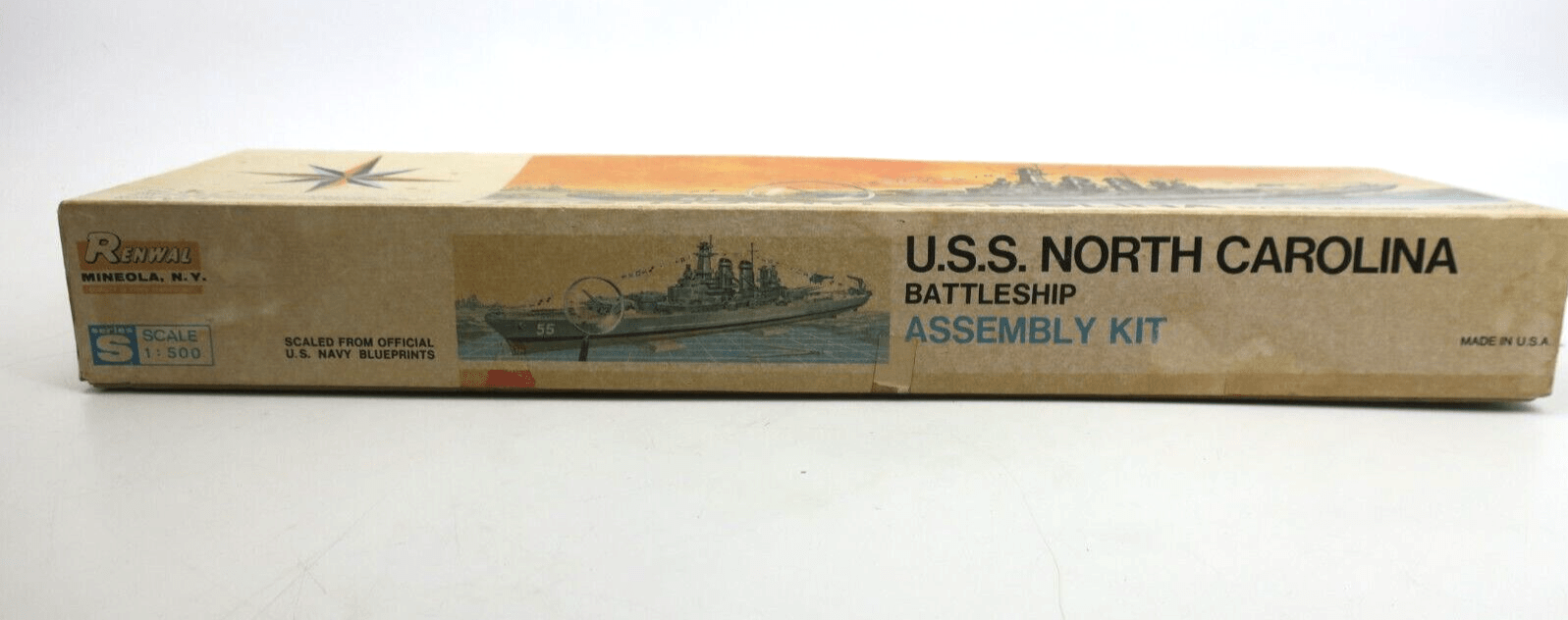 1961 RENWAL (PA) 1:500 BATTLESHIP “U.S.S. NORTH CAROLINA” Kit No. 601 - WISE GUYS HOBBIES LLC