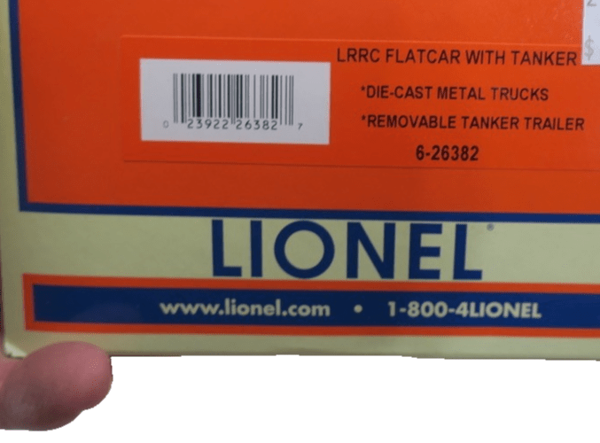Lionel O Gauge 6 - 26382 LRRC Flatcar with Tanker 26382 - WISE GUYS HOBBIES LLC