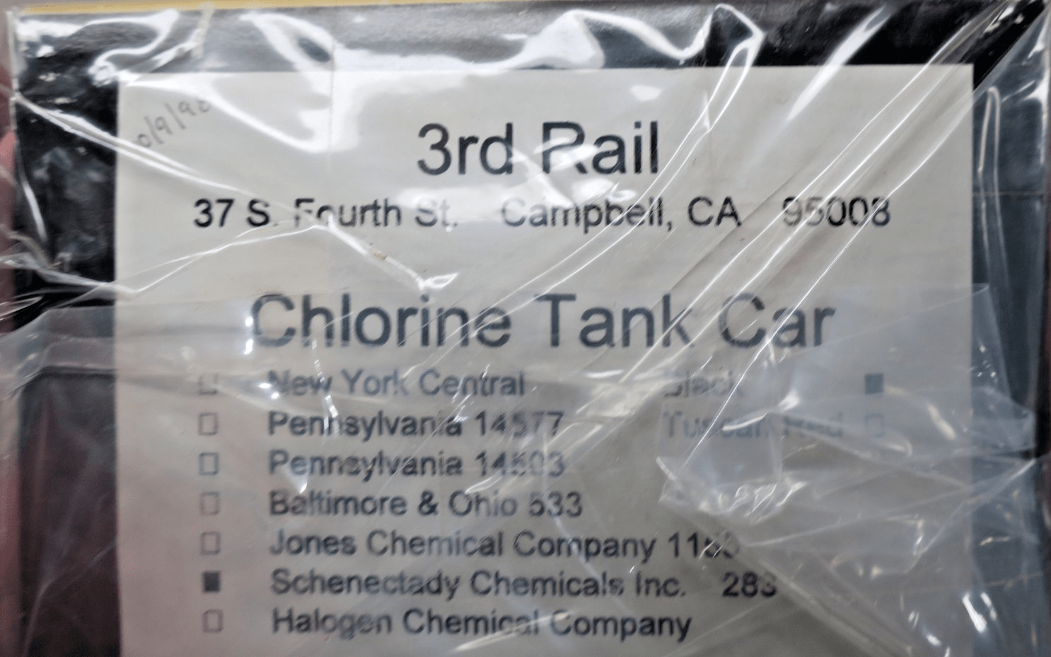 Sunset Models 3rd Rail Chlorine Tank Car Schenectady Chemicals Inc 283 - WISE GUYS HOBBIES LLC