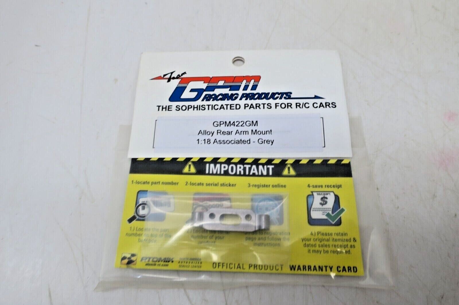 GPM 1/18 ALLOY REAR ARM MOUNT 1:18 ASSOCIATED GPM422GM - WISE GUYS HOBBIES LLC