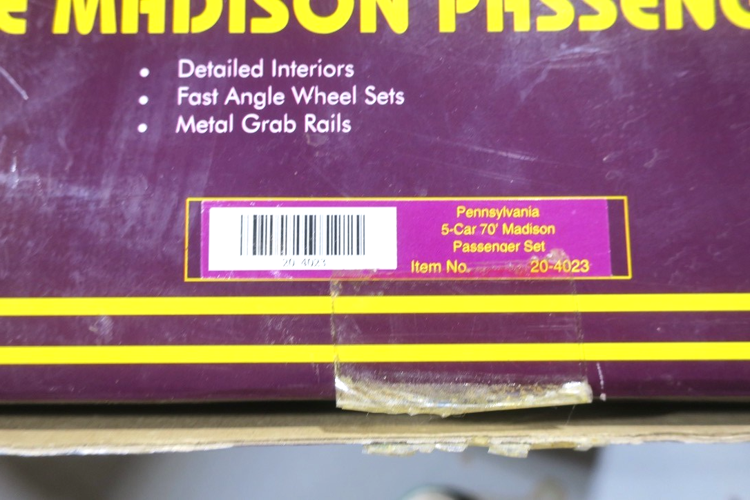 MTH 20-4023 Pennsylvania PRR 70' Madison heavyweight passenger 5-car set