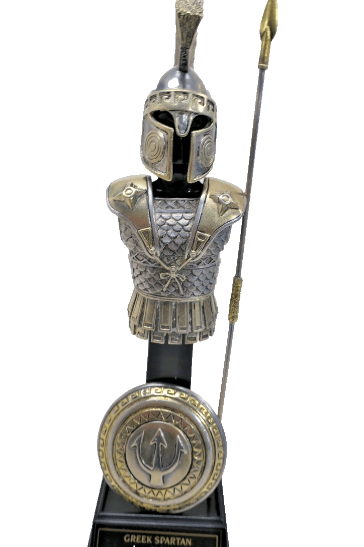 FRANKLIN MINT THE GREEK SPARTAN 480 BC 24k Gold Pewter Warrior 8" - WISE GUYS HOBBIES LLC