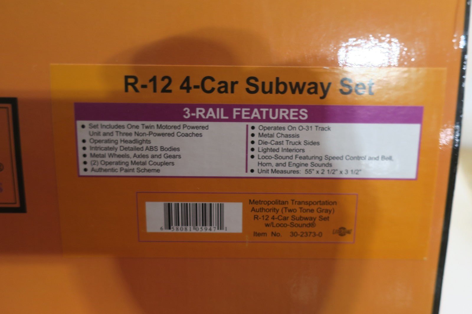 RARE MTH Rail King MTA R - 12 4 - Car Subway Set Loco Sound Lights 30 - 2373 - 0 - WISE GUYS HOBBIES LLC