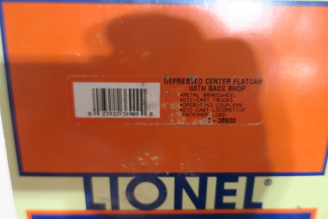 Lionel O Gauge Depressed Center FlatCar w Back Shop 6 - 36900 - WISE GUYS HOBBIES LLC