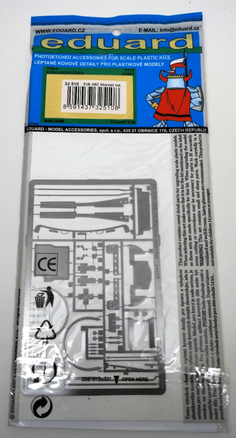 Eduard 1/48 F/A - 18C Hornet Photo - Etch Color - Etch Detail Set 32510 - WISE GUYS HOBBIES LLC
