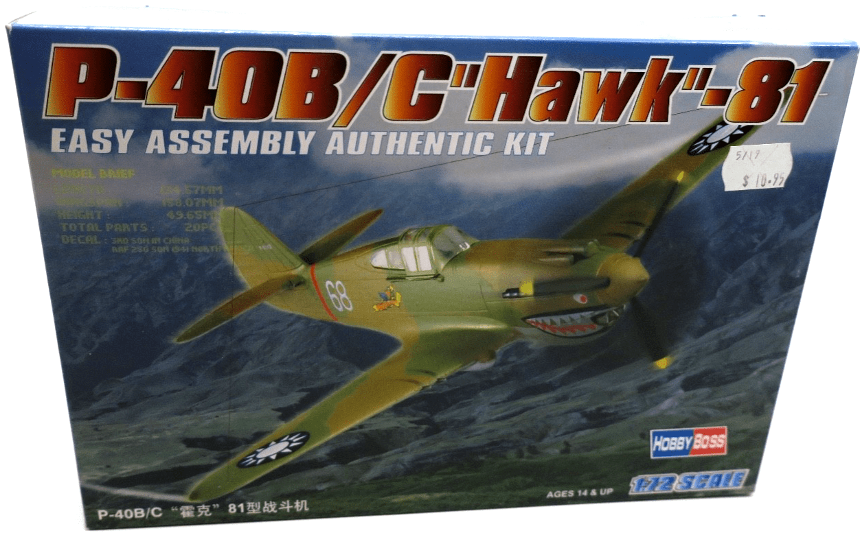 Hobby Boss 1/72 P - 40B/C Hawk - 81 Model Kit - WISE GUYS HOBBIES LLC