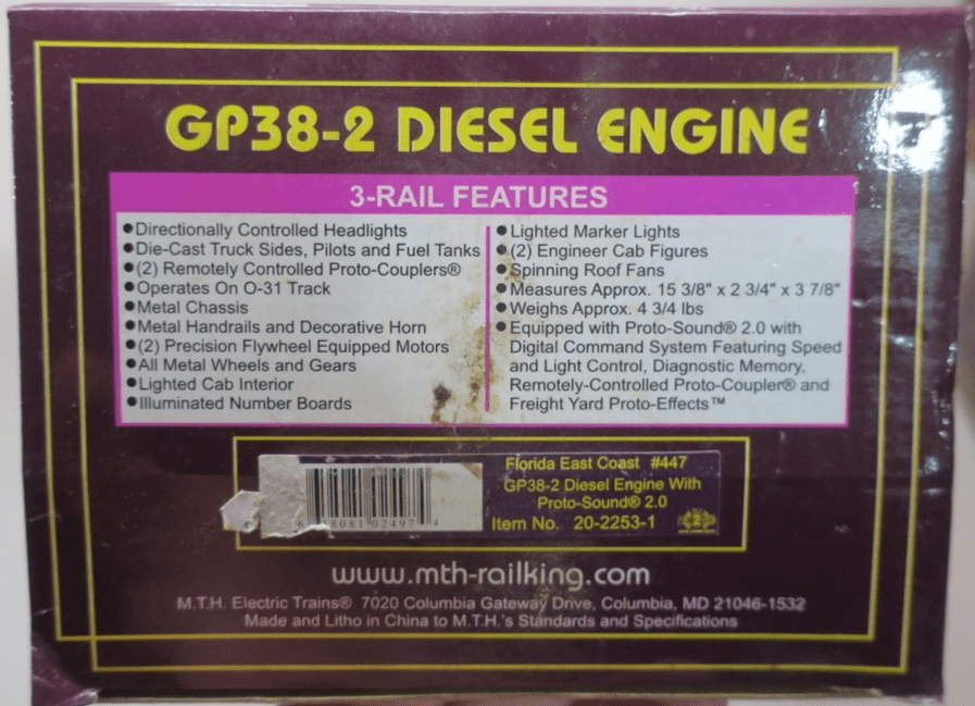 MTH 20 - 2253 - 1 Florida East Coast GP38 - 2 w/ Proto 2 - WISE GUYS HOBBIES LLC