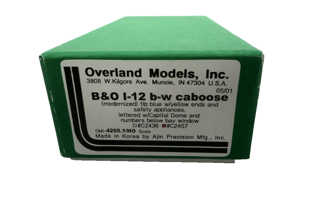 HO Brass Overland 4205.1 Baltimore & Ohio I-12 Modernized Caboose C2457 (Blue) - WISE GUYS HOBBIES LLC