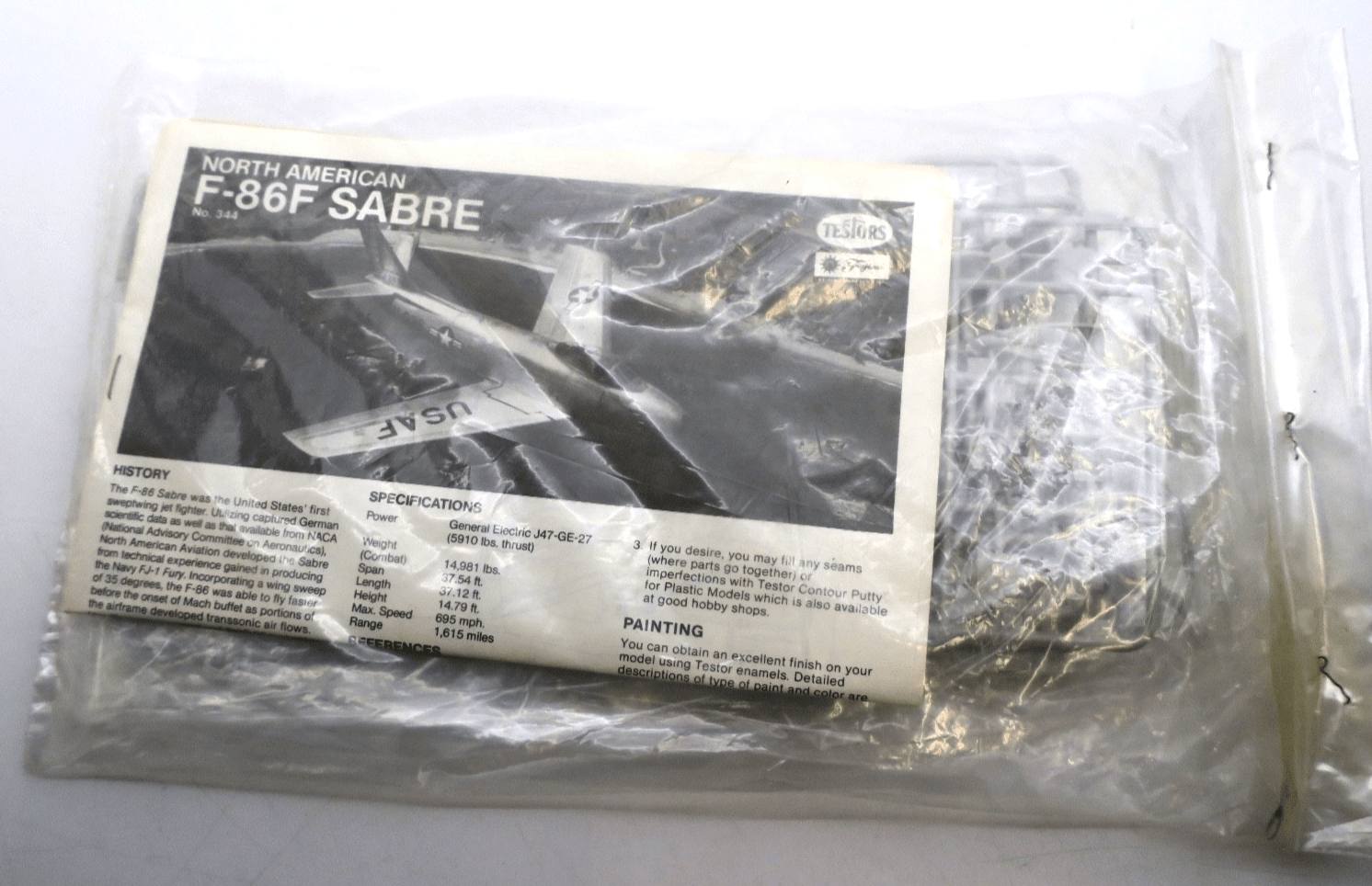 Testors 1/72 North American F - 86F Sabre Model Kit 344 - WISE GUYS HOBBIES LLC