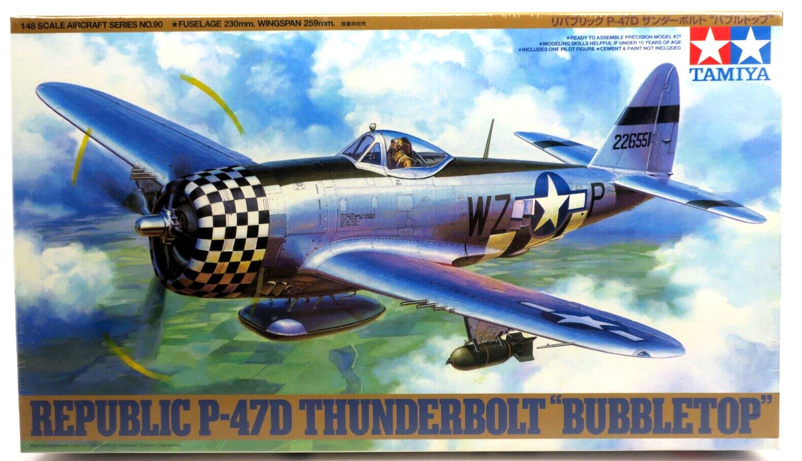 Tamiya 1/48 Republic P-47D Thunderbolt Bubbletop Model Kit 61090 - WISE GUYS HOBBIES LLC