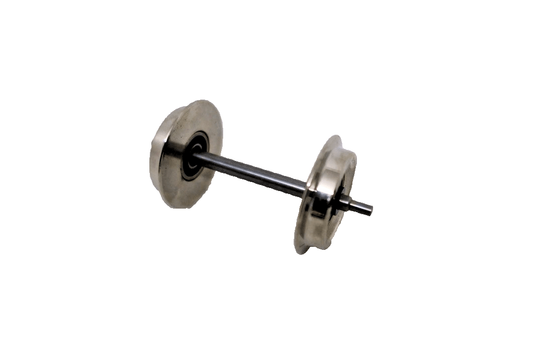 G Scale BALL BEARING Roll - EZ Metal Wheels 1 Pair of 2 Axles Fits LGB - WISE GUYS HOBBIES LLC