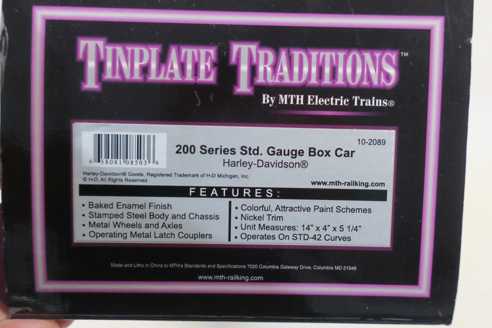 MTH Standard Gauge Tinplate Harley Davidson 200 Series Box Car 10-2089 - WISE GUYS HOBBIES LLC