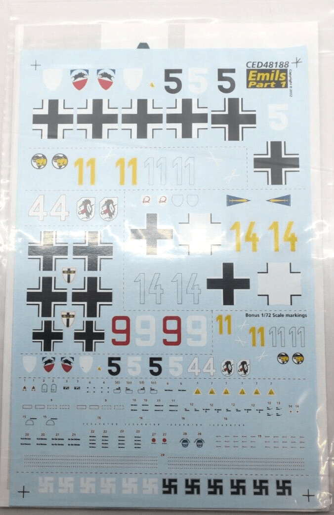 Cutting Edge CED48188 Bf 109E Emils Model Airplane Decal 1/48 Scale (ALU3) - WISE GUYS HOBBIES LLC