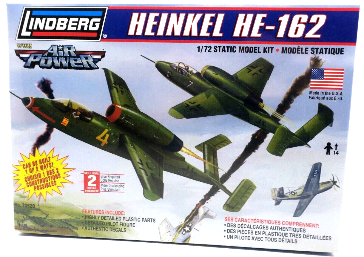 Lindberg Air Power 1/72 Heinkel HE-162 Model Kit No. 70518 - WISE GUYS HOBBIES LLC