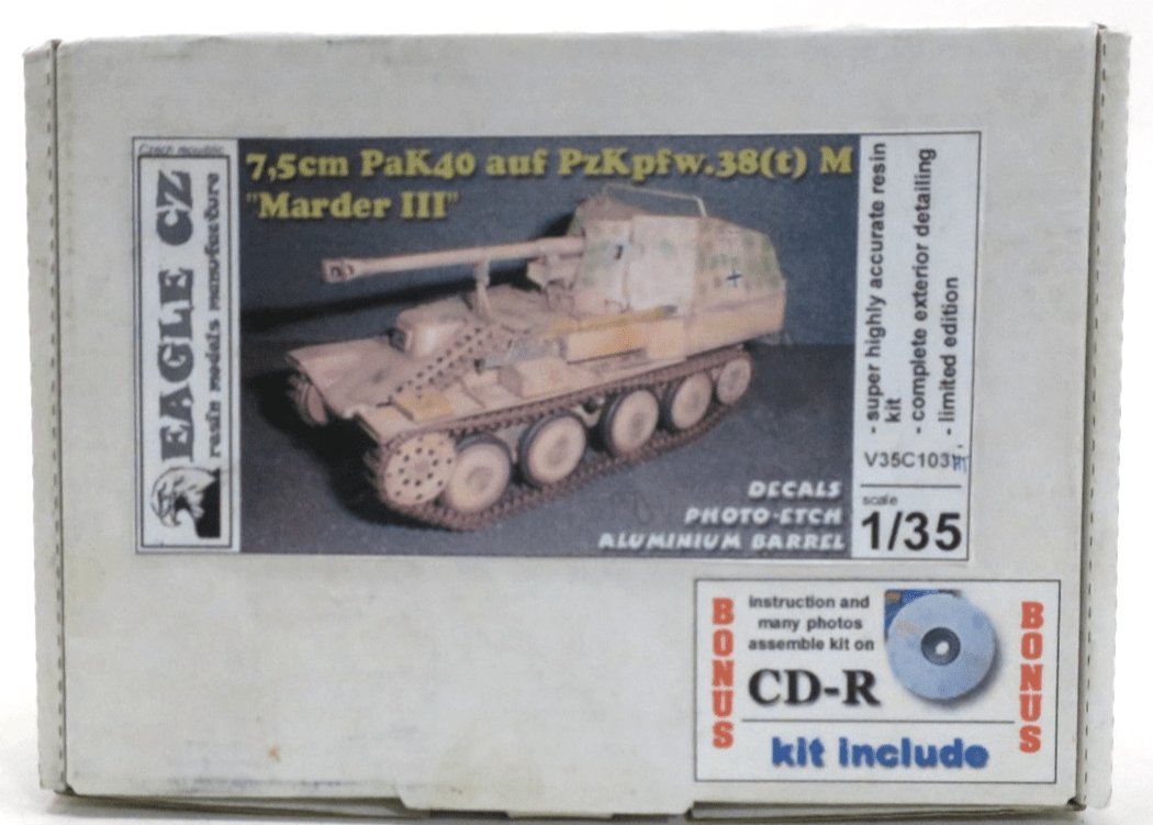 Eagle CZ 1/35 7.5 cm Pak40 auf PzKpfw.38(t) M "Marder III" Resin Kit V35C109 - WISE GUYS HOBBIES LLC