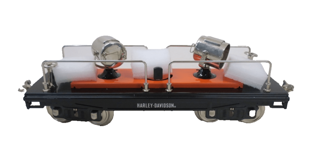 MTH Standard Gauge Tinplate Harley Davidson 200 Series Searchlight Car 10-2163 - WISE GUYS HOBBIES LLC