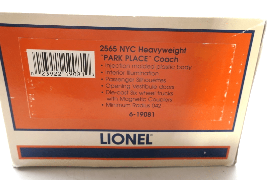 Lionel O Scale 6-19081 NYC New York Central Coach Passenger ""Park Place"" Coach - WISE GUYS HOBBIES LLC