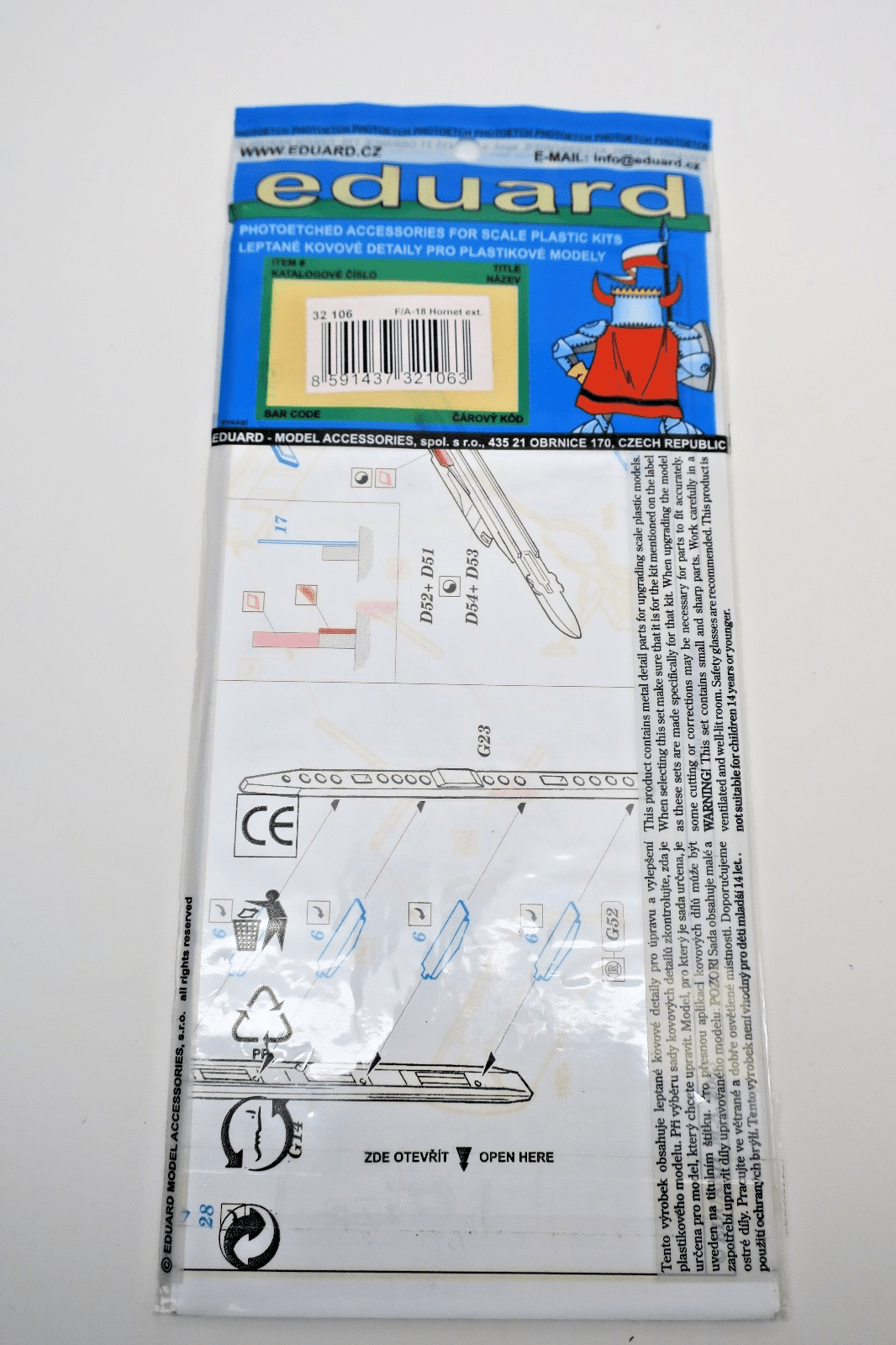 Eduard 1/32 F/A - 18 Hornet Exterior Photo - Etch Detail Set 32106 - WISE GUYS HOBBIES LLC