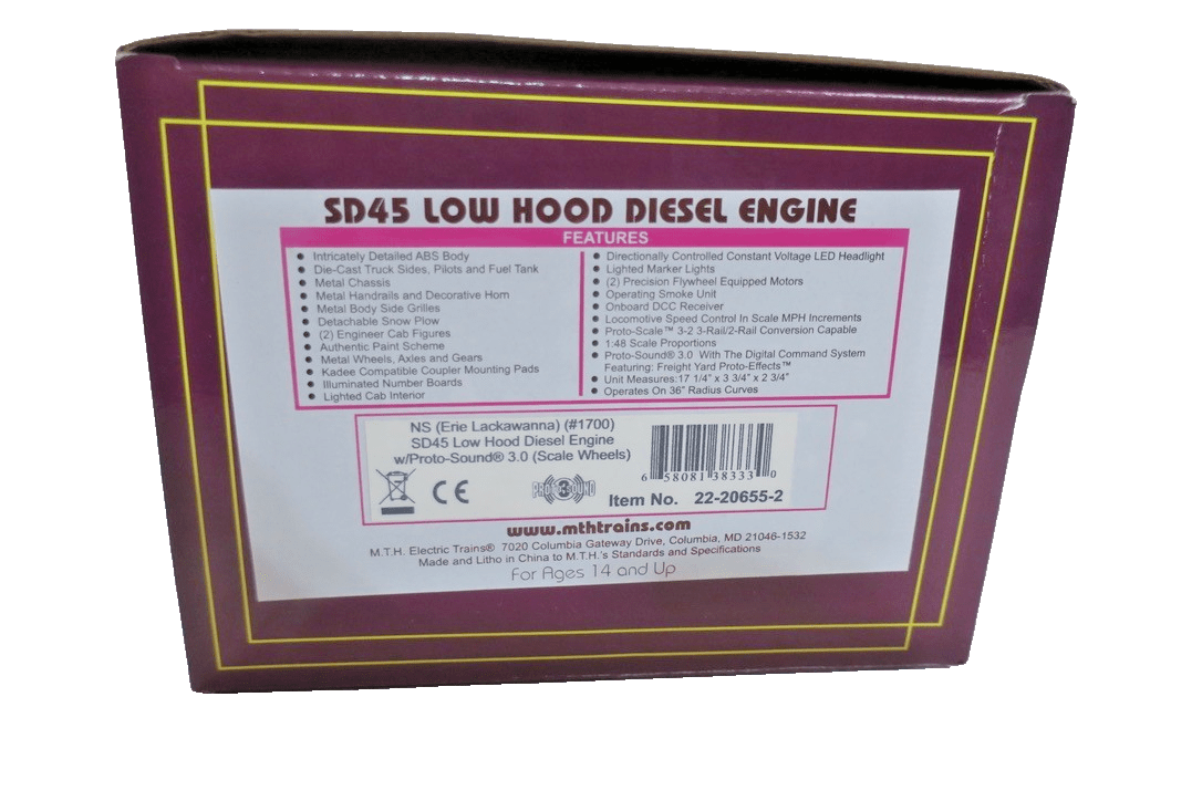 Norfolk Southern SD45 Low Hood Diesel Engine w/Proto 3.0 Scale Wheels 22 - 20655 - 2 - WISE GUYS HOBBIES LLC