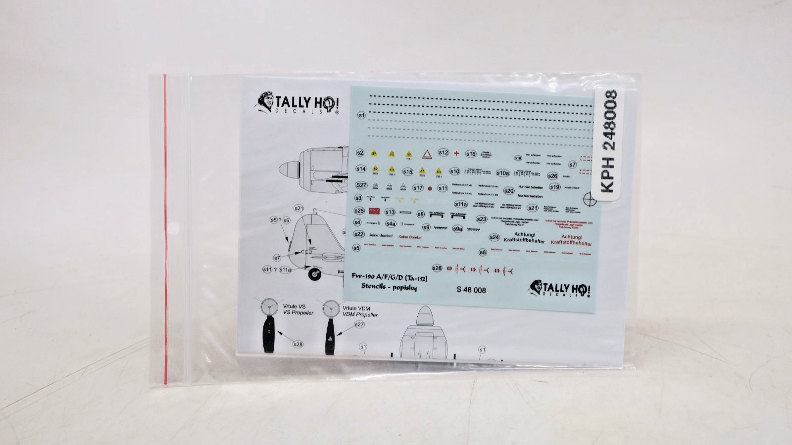 Tally Ho! 1/48 Focke Wulf 190 A/D/F/G & TA 152 Stencils Decals S 48 008 - WISE GUYS HOBBIES LLC