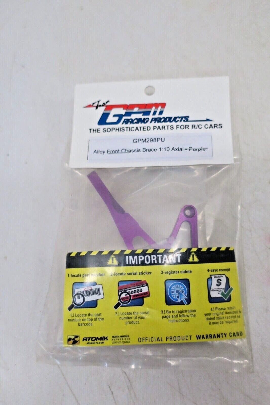 GPM 1/18 ALLOY FRONT CHASSIS BRACE 1:10 AXIAL GPM298PU - WISE GUYS HOBBIES LLC