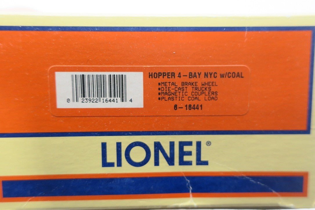 LIONEL O-GAUGE 6-16441 HOPPER 4-BAY NYC W/COAL - WISE GUYS HOBBIES LLC