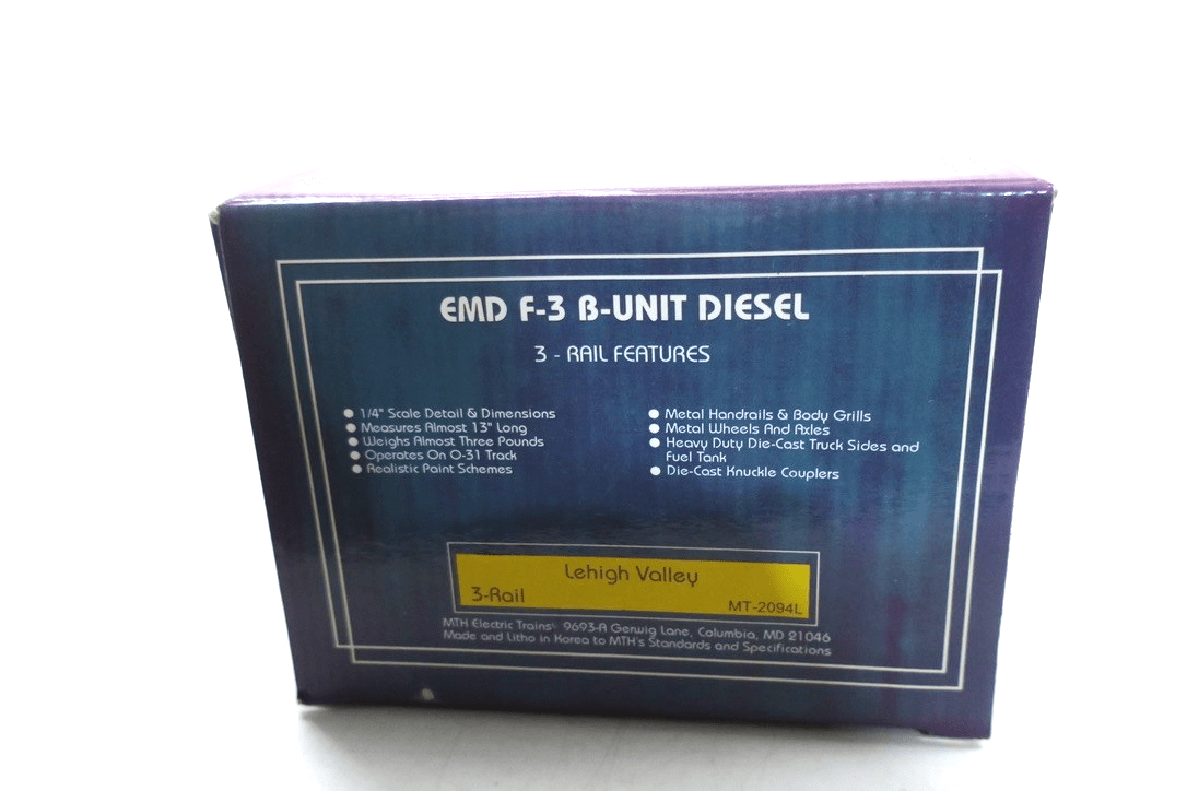 MTH PREMIER MT - 2094L LEHIGH VALLEY LV EMD F - 3 B UNIT DIESEL (NON - POWERED) - WISE GUYS HOBBIES LLC