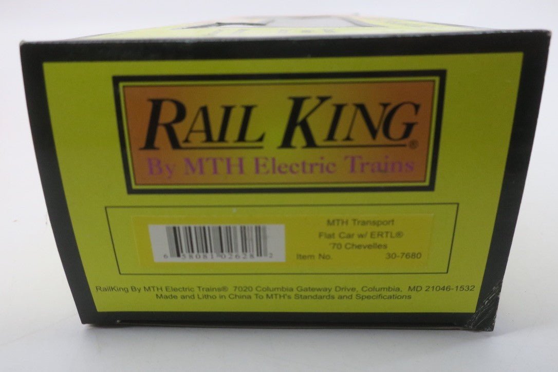 MTH Rail King Flat Transport Flat Bed With FIRE TRUCK CUSTOM 30- 7680 - WISE GUYS HOBBIES LLC